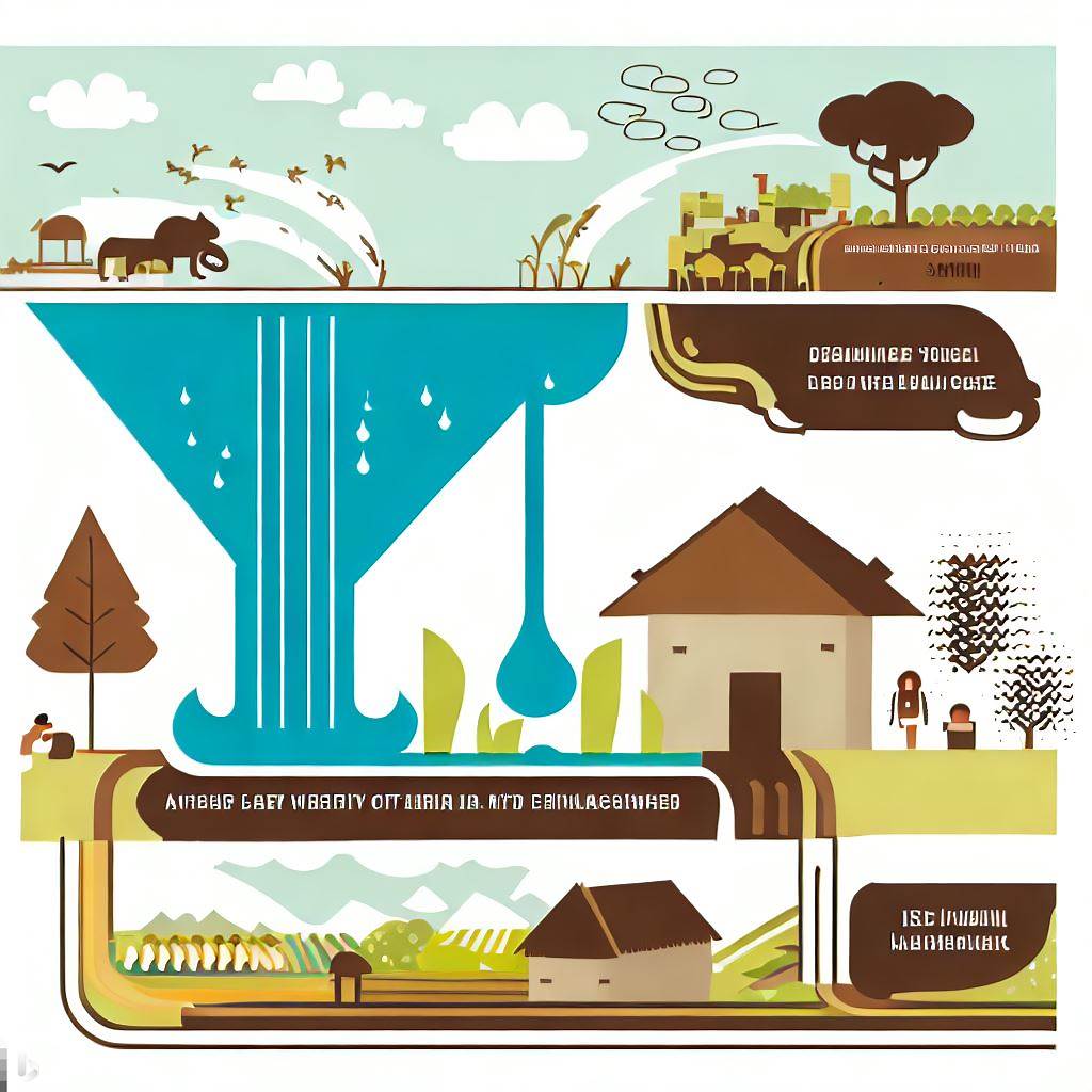 An infographic showcasing the consequences of high water consumption in rice farming on local ecosystems and clean drinking water availability.
