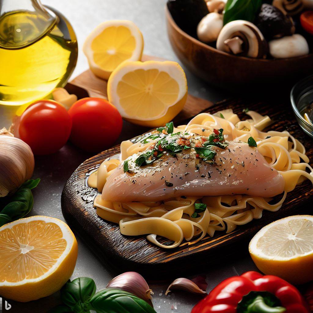 a photograph of gorgeous and delicious-looking ingredients being prepared to make chicken piccata
